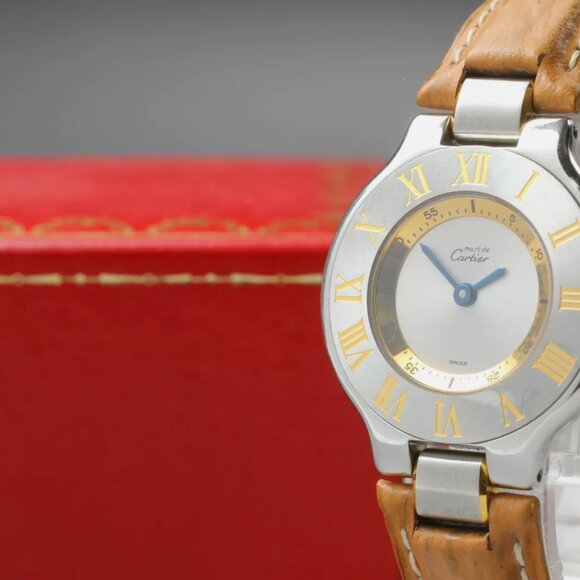 Cartier Women\'s Brown Strap Watch With Full Box Set